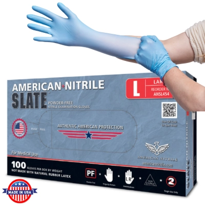 American Nitrile Slate American Made Blue Nitrile Exam Gloves, Latex Free, 1000/Case